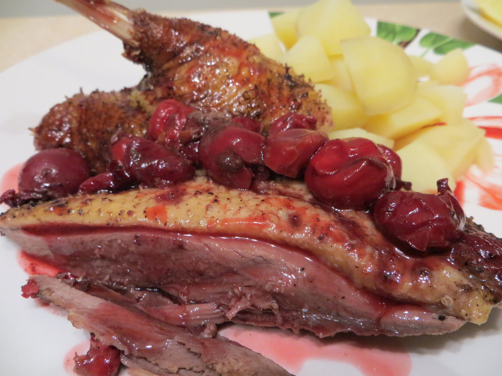Canard rôti aux cerises