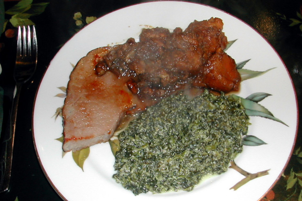 Jambon braisé aux épinards
