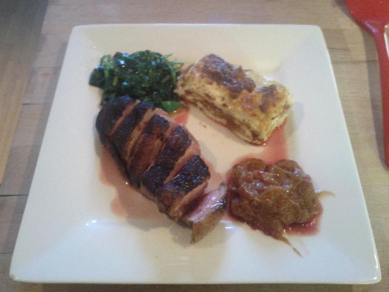 Magret de canard grillé avec un gratin dauphinois - Photo de ben-the-geek - 101Pairing.com